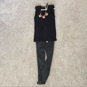 Three piece outfit, size Small. Pleather; black